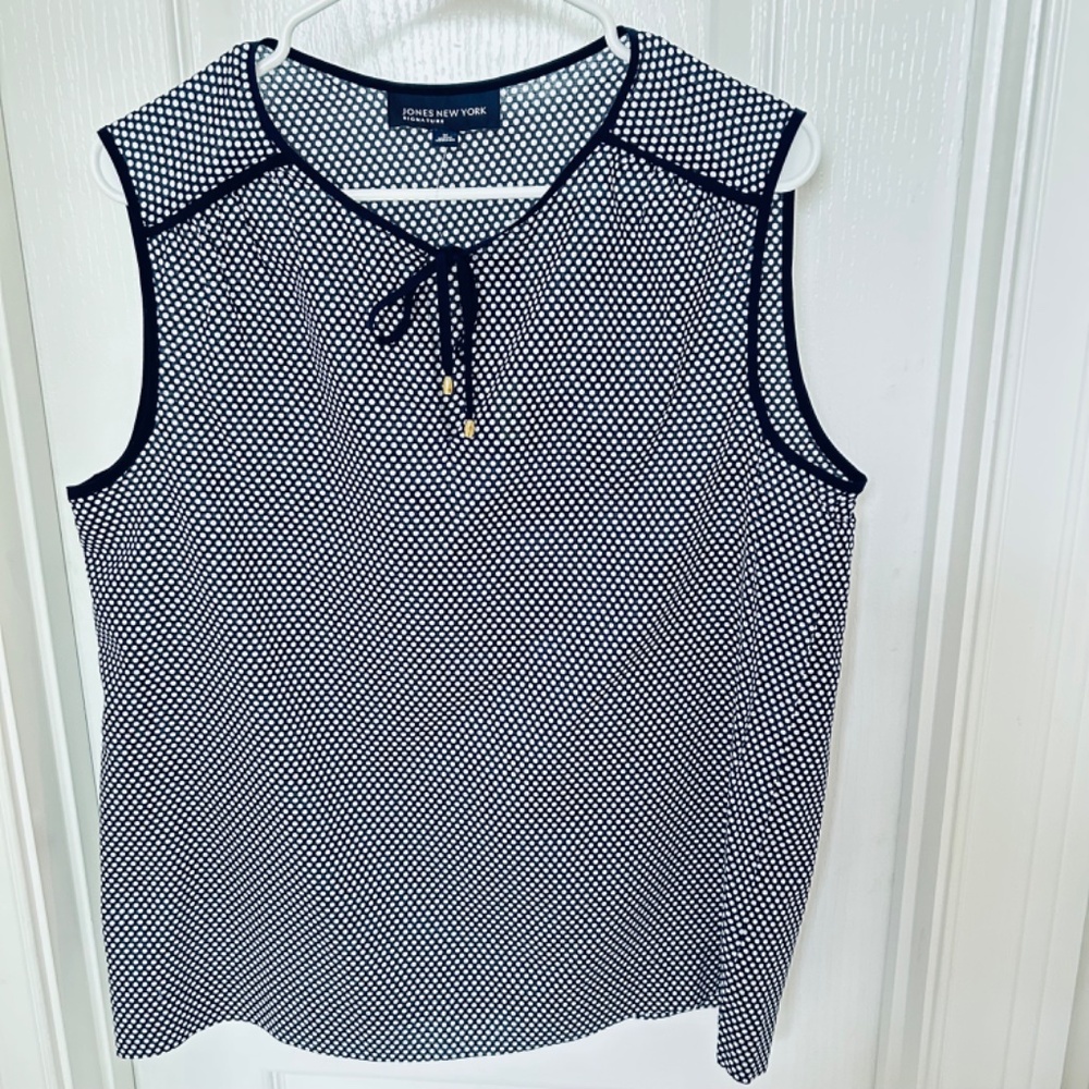 Jones New York Sleeveless Polka Dot Blouse
